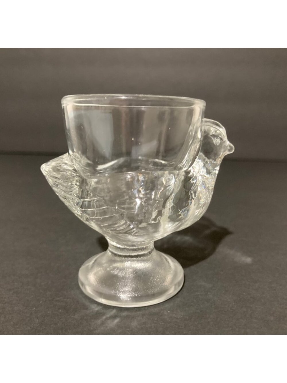 Vintage Glass Hen Chicken Shaped Egg Cup By Luminarc Made In France